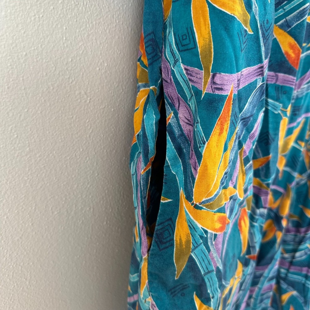 Vintage WINLAR Floral Kaftan Dress 3X Bird of paradise resort colorful MuuMuu - Picture 4 of 15
